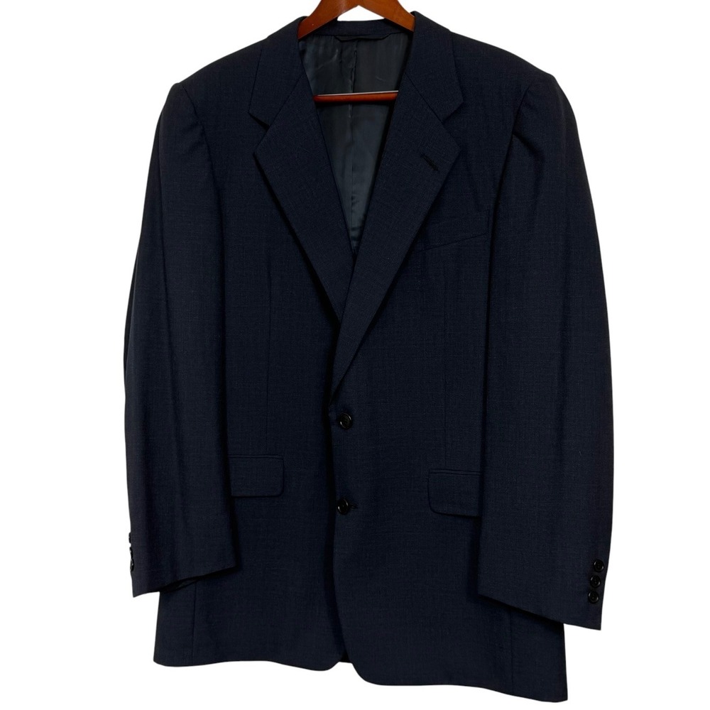Hickey Freeman Boardroom Blazer Mens 43L Navy Blue 100% Wool Suit Jacket 43 Long